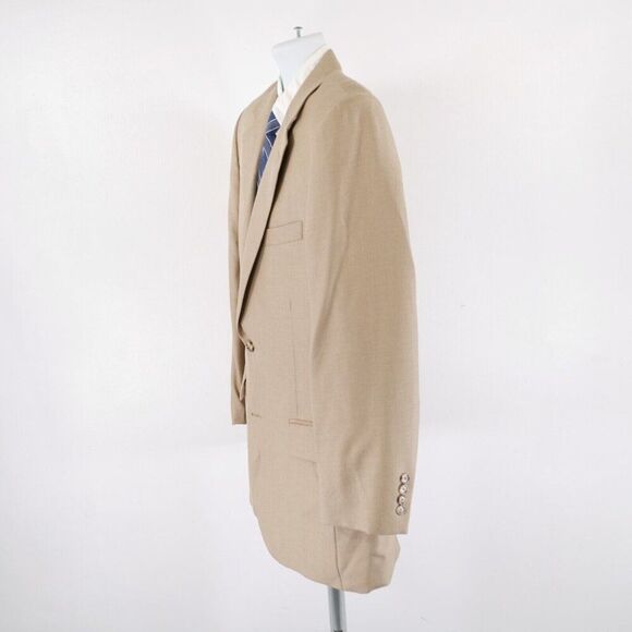 Jos A Bank Wool Silk Ramie Woven Wool Tan 2 Button Blazer 40R Tagged 41R - Picture 5 of 13
